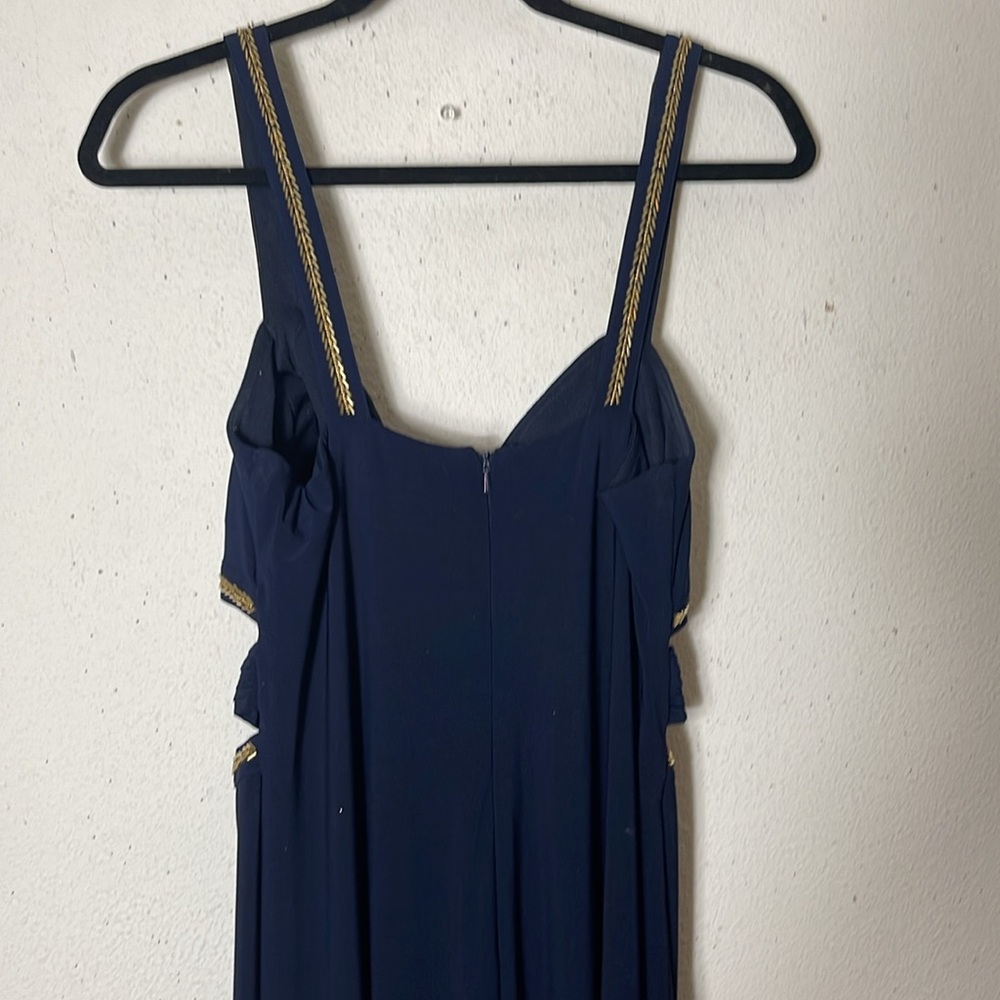 Betsy & Adam Dark Blue Cut Put Beaded Embellished Gown Size 10 - Picture 6 of 7